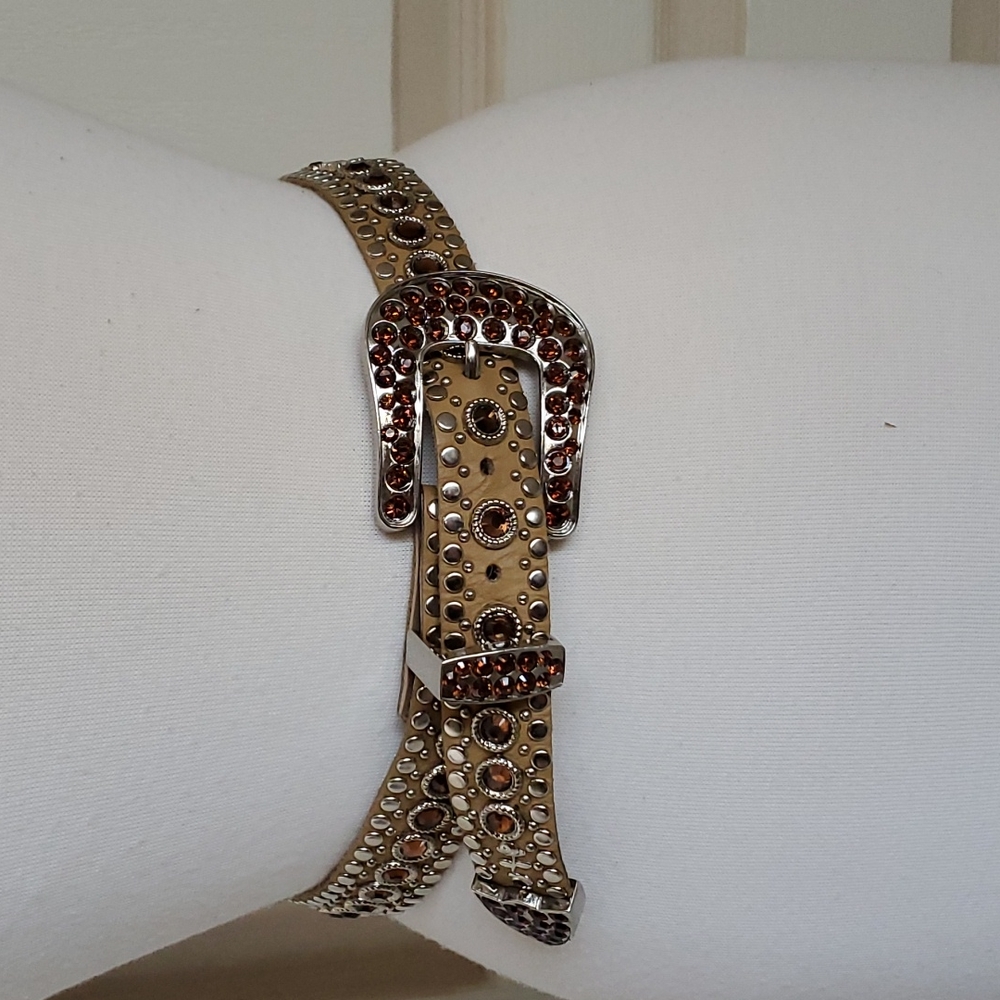 Authentic Kippy Bronze Swarovski Leather Belt